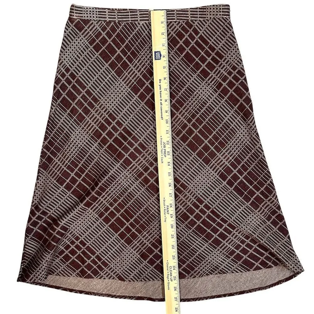 Lux Women's A-Line Knee Length‎ Skirt Size 9 Maroon Check Casual - Picture 4 of 7